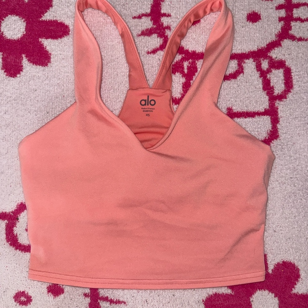 ALO Yoga Coral Pink Crop Sports Bra Top